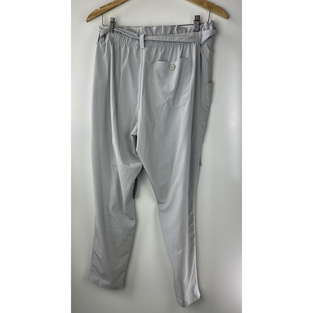 Athleta Skyline Pants Light Gray Tie Waist Athleisure Travel Lifestyle Size 12 - Picture 10 of 11